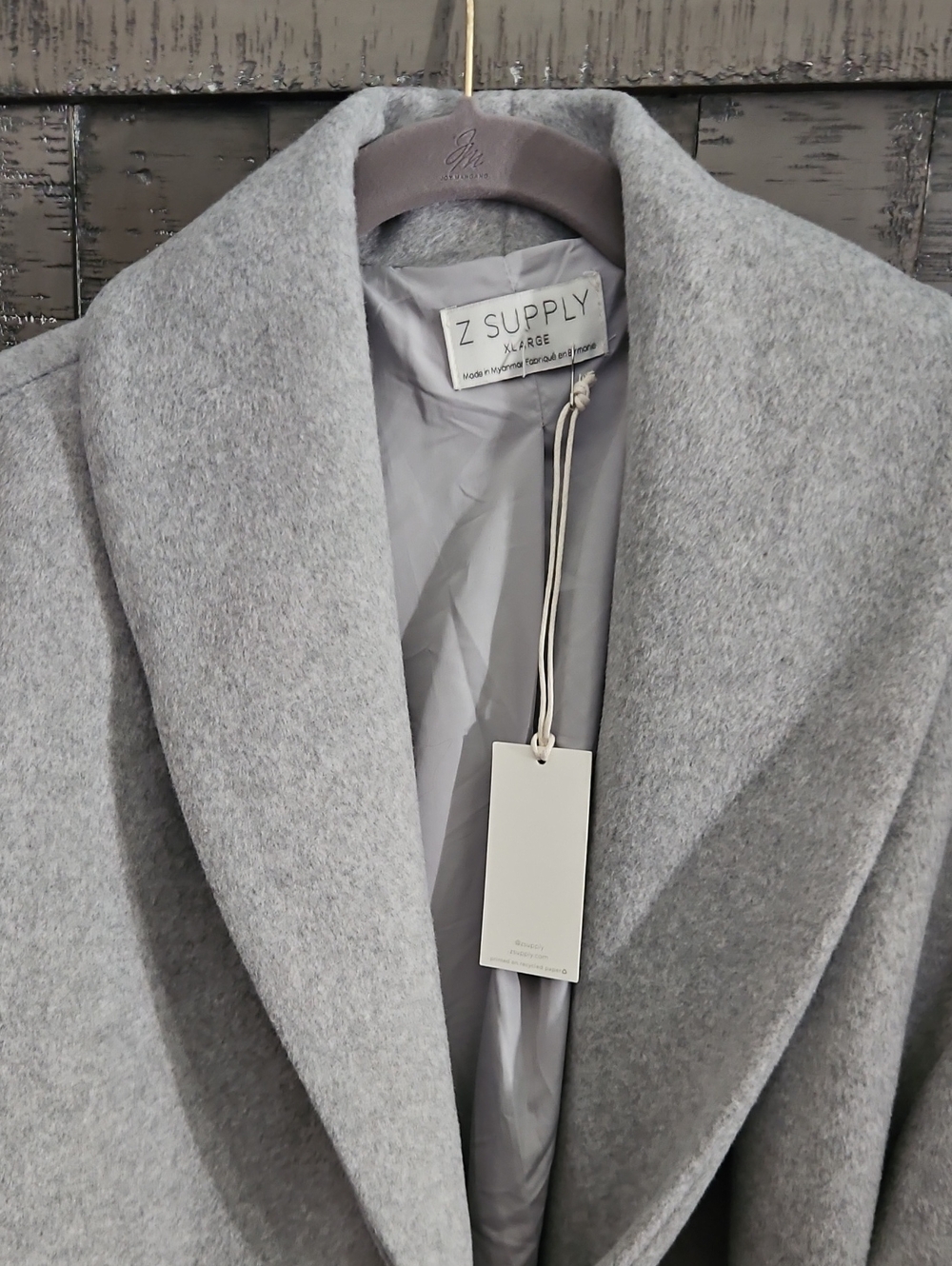 Z Supply Gray Shawl-Collar Long Coat